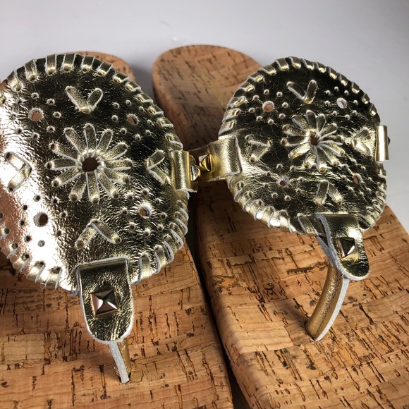 Jack Rogers Georgica Cork Sandals Gold Medallion - Picture 2 of 12